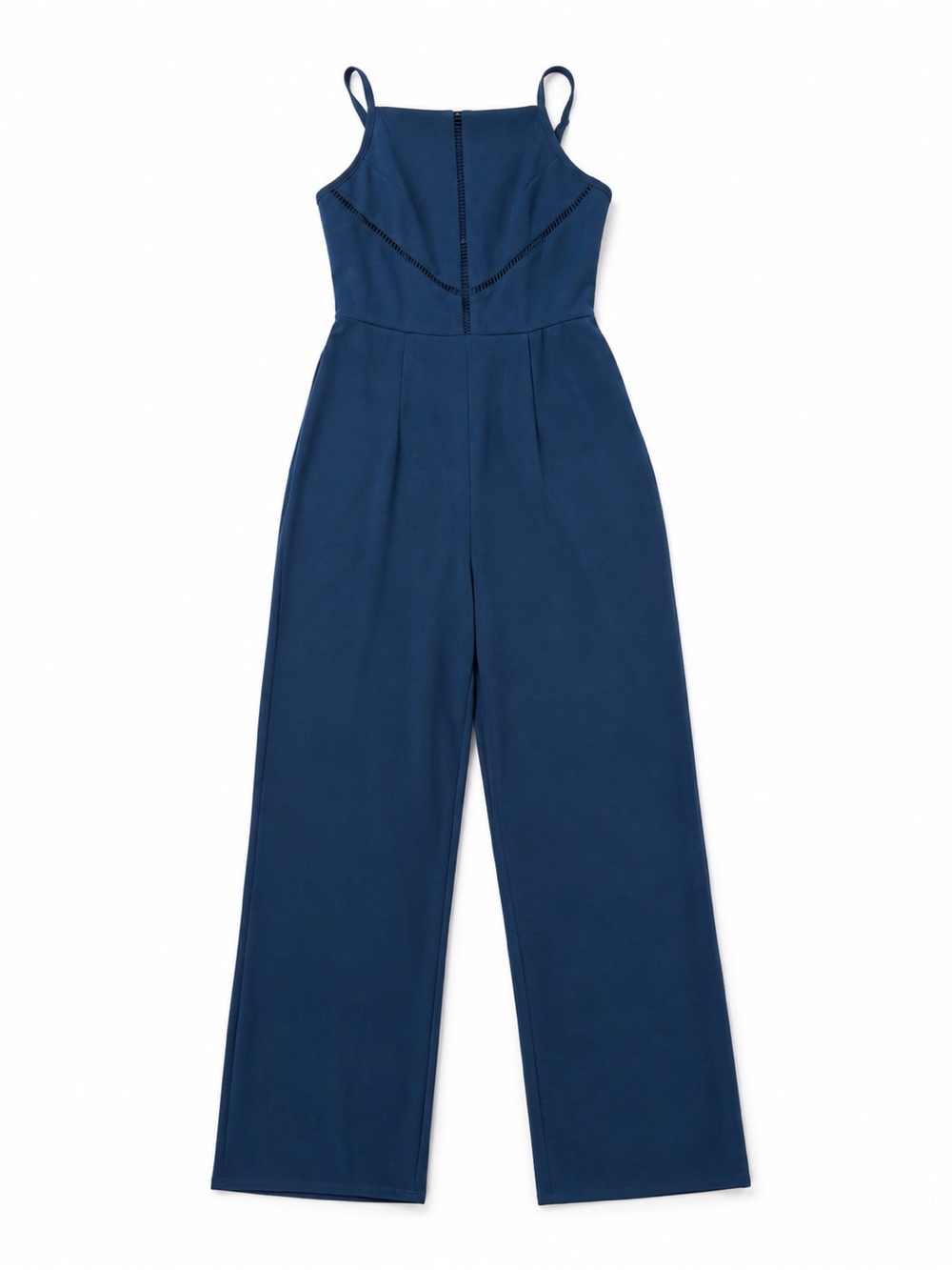 Row.a Women's Navy Wide-Leg Jumpsuit with Spaghetti Straps Size Small Euro Chic - Picture 2 of 6